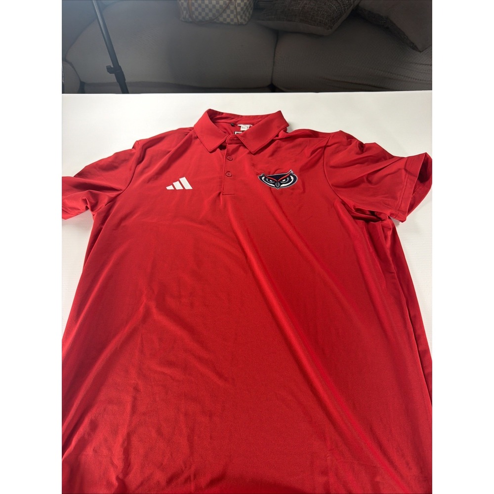 Adidas Florida Atlantic Owls Polo Shirt Mens Large Red Aeroready Team Issued FAU